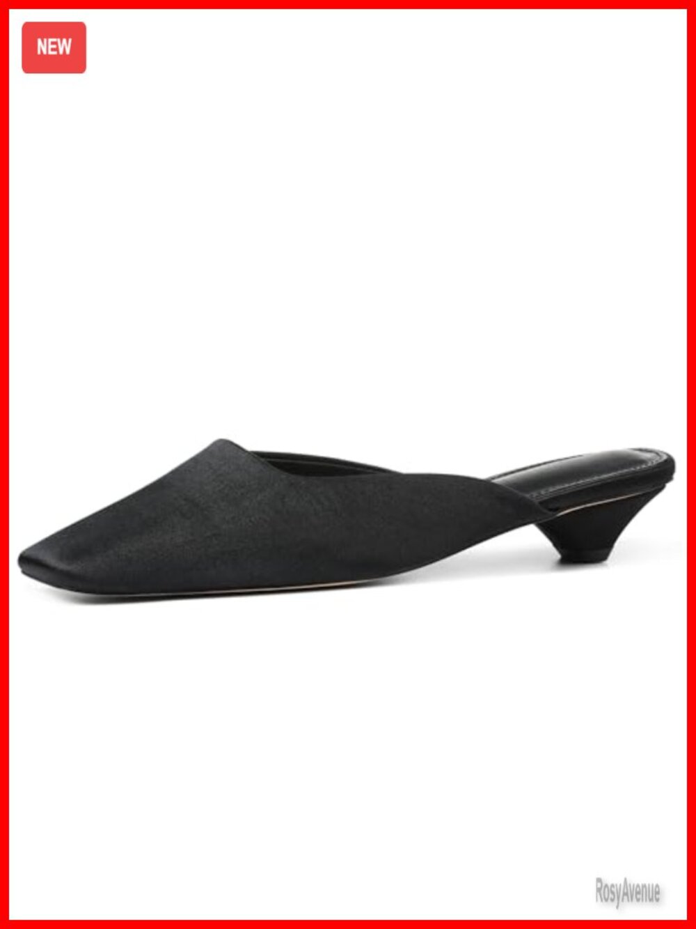 Satin Kitten Heel Mules Square Toe Slip On Dress Shoes